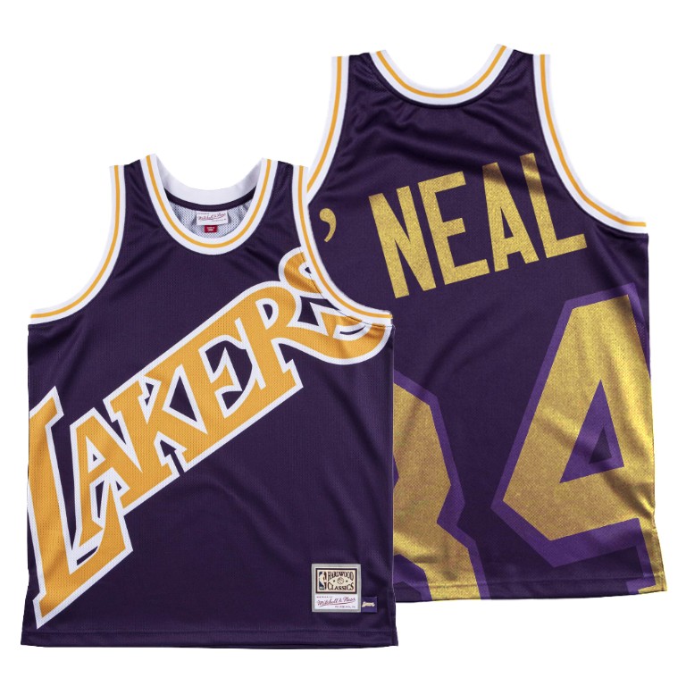 Men's Los Angeles Lakers Shaquille O'Neal #34 NBA HWC Big Face Purple Basketball Jersey TMO5783HR
